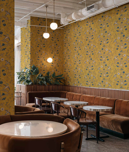 Coordonné behang Antwerp Damask Mustard D00143