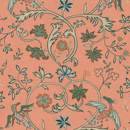 Coordonné behang Antwerp Damask Peach D00146