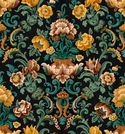 Coordonné behang Aranjuez Damask Onyx D00134