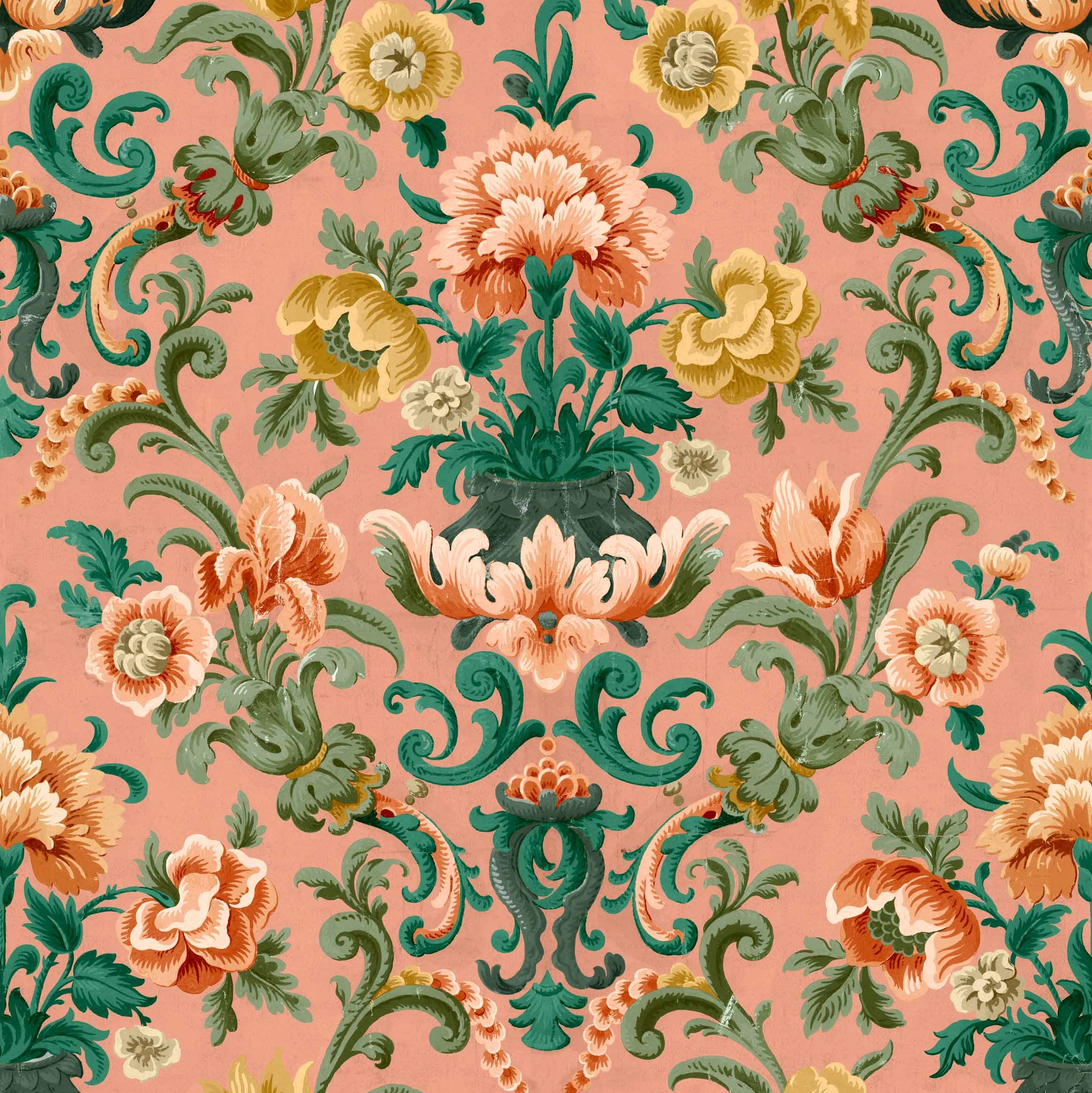 Coordonné behang Aranjuez Damask Peach D00130