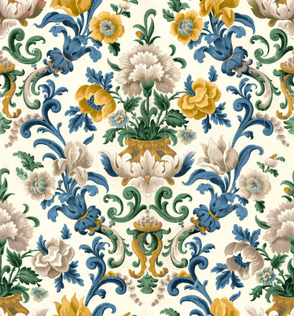 Coordonné behang Aranjuez Damask Sapphire D00129