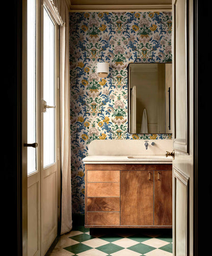 Coordonné behang Aranjuez Damask Sapphire D00129