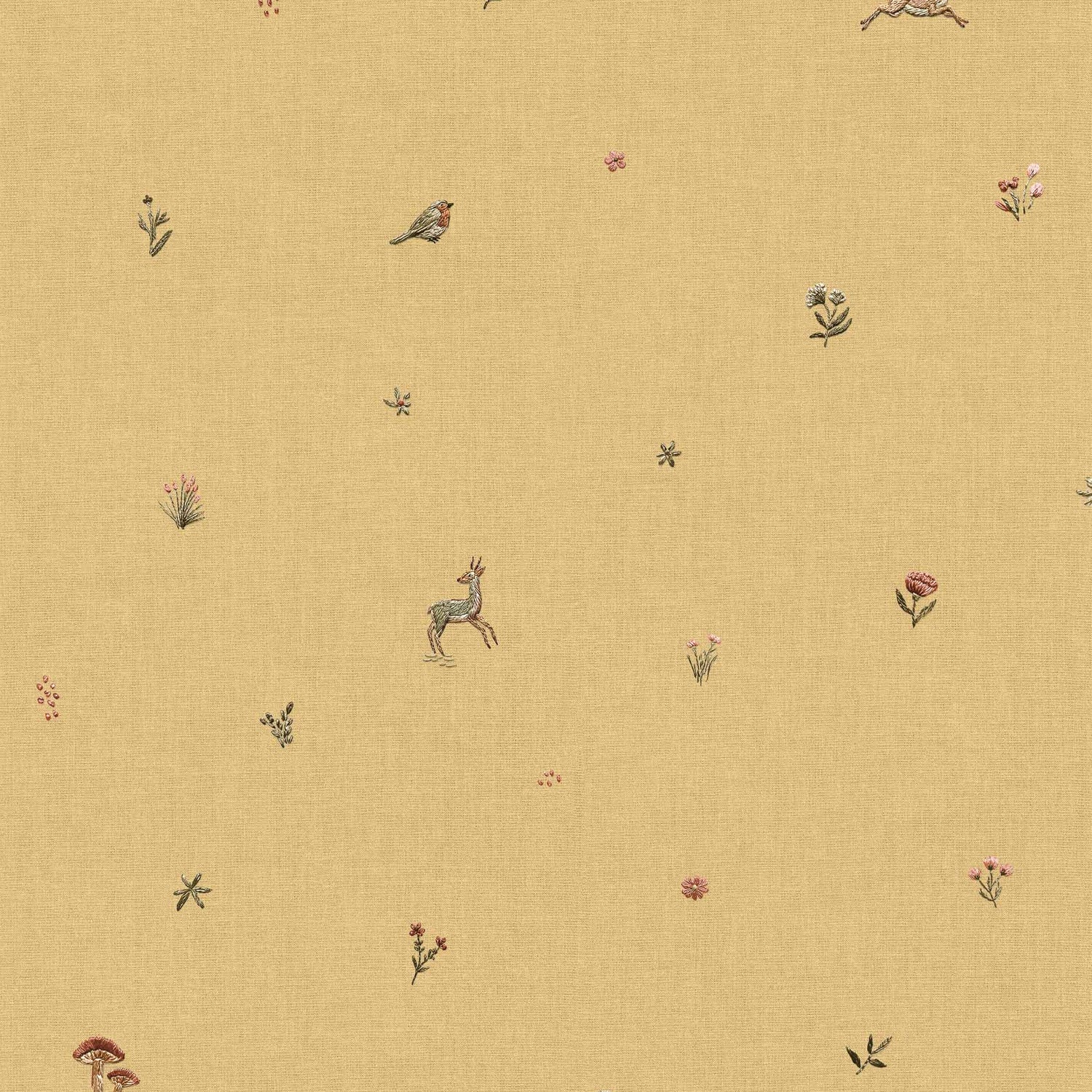 Coordonné behang Bambis Mustard D00331