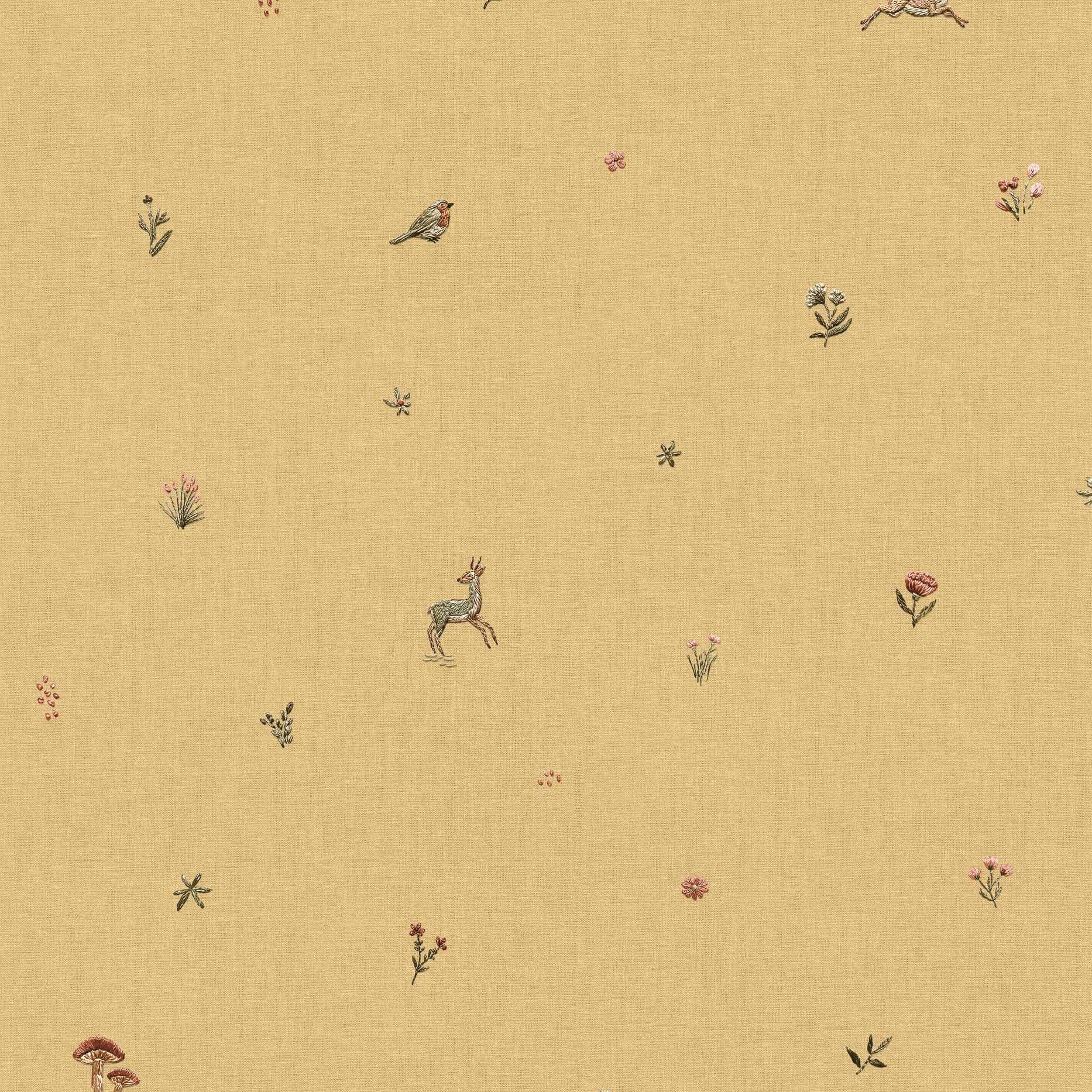 Coordonné behang Bambis Mustard D00331