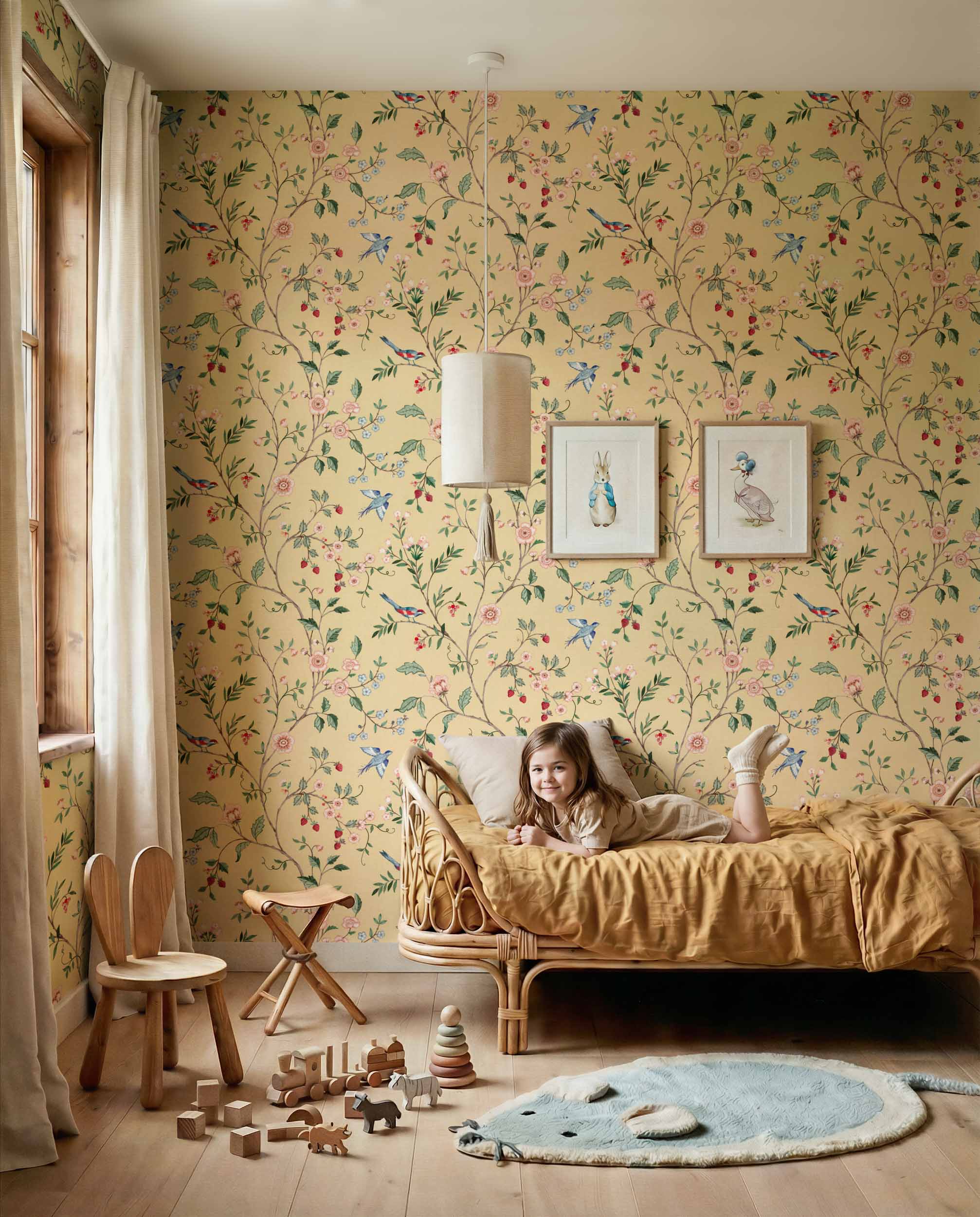 Coordonné behang Bucolic Buttercream D00301
