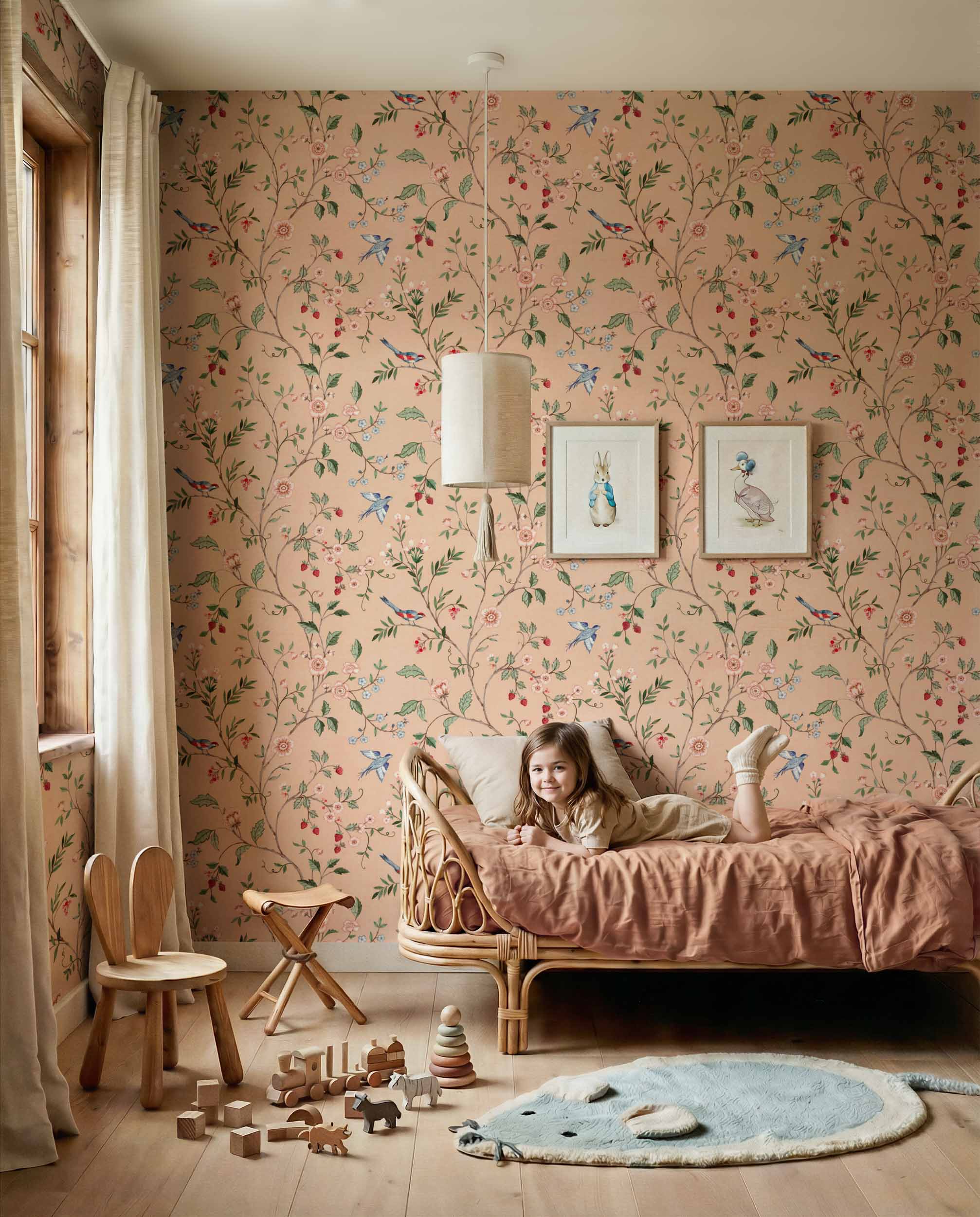 Coordonné behang Bucolic Peach D00304