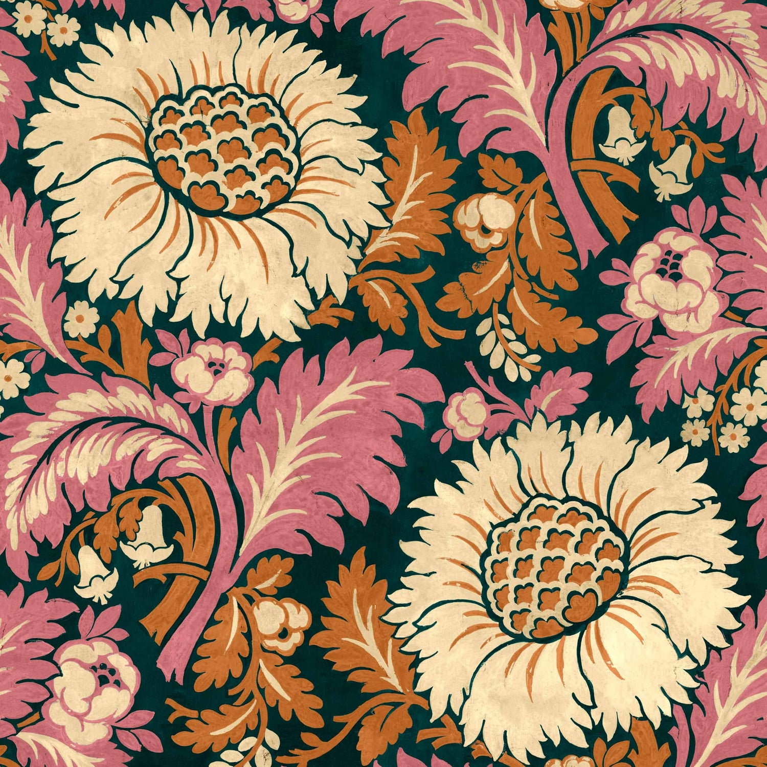 Coordonné behang Chinese Damask Coral D00103
