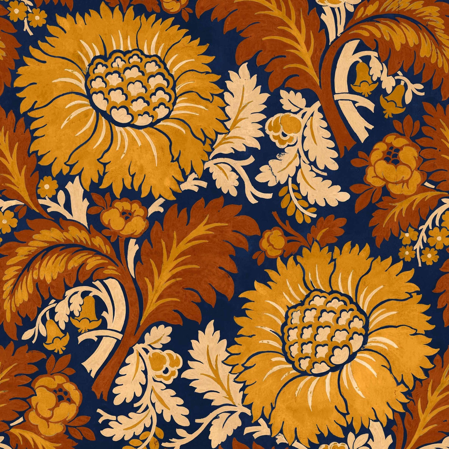 Coordonné behang Chinese Damask Mustard D00105