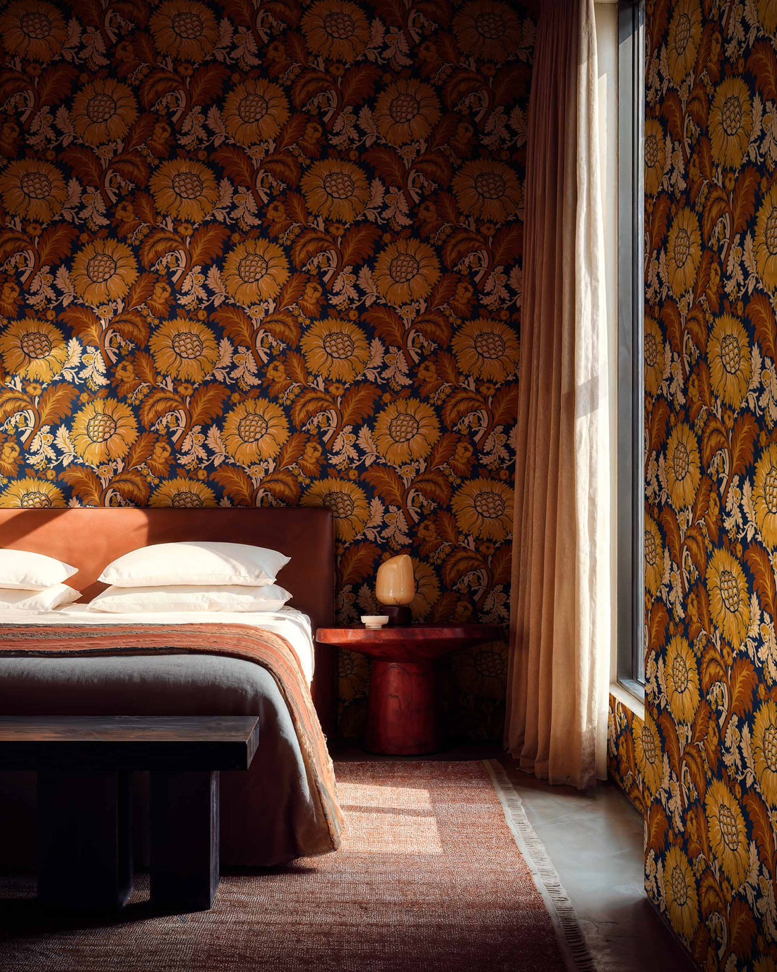 Coordonné behang Chinese Damask Mustard D00105