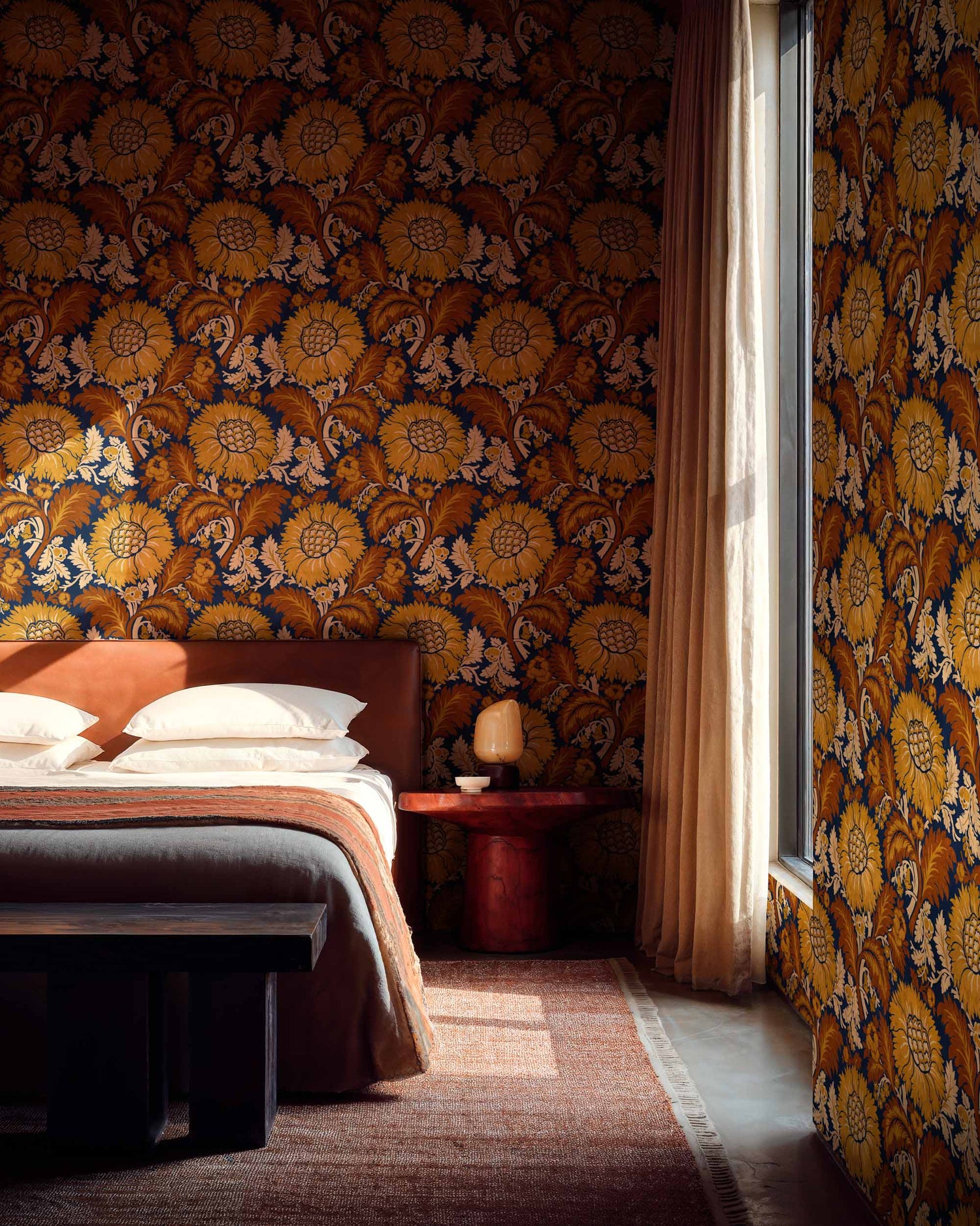 Coordonné behang Chinese Damask Mustard D00105