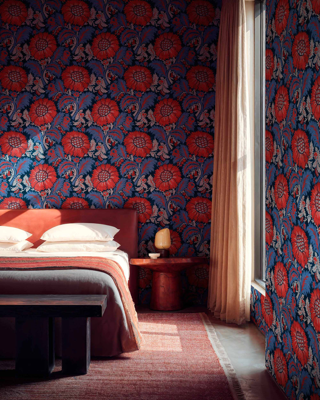 Coordonné behang Chinese Damask Vermilion D00100