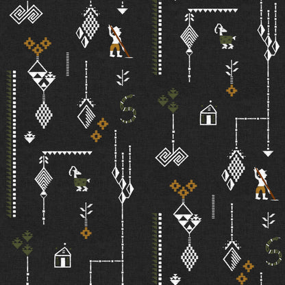 Coordonné behang Criollo Carbón C00024