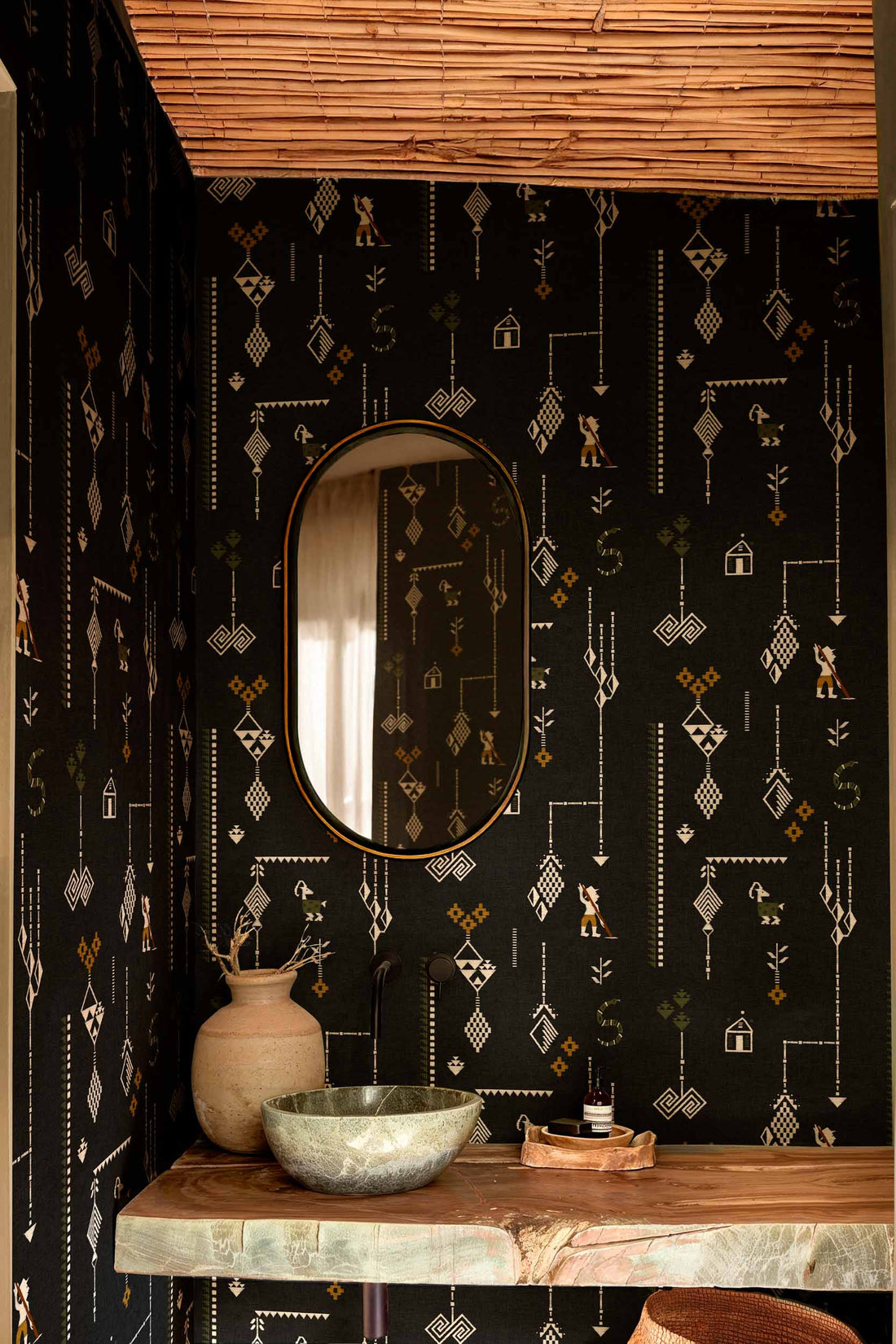 Coordonné behang Criollo Carbón C00024