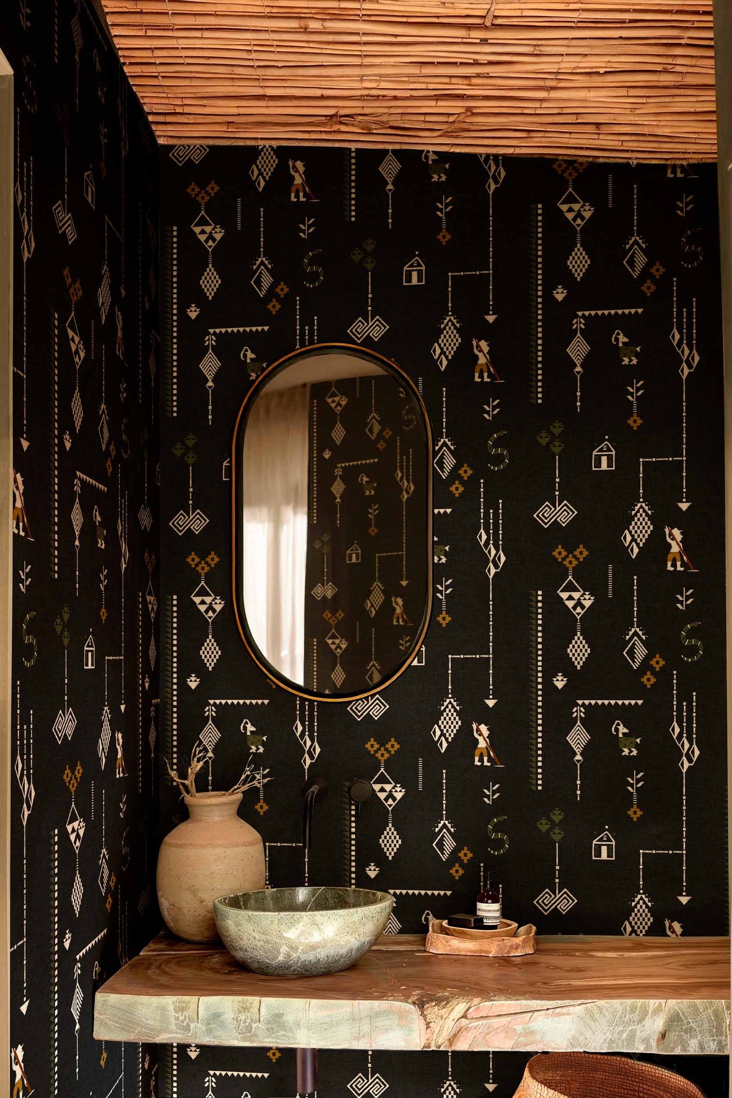 Coordonné behang Criollo Carbón C00024