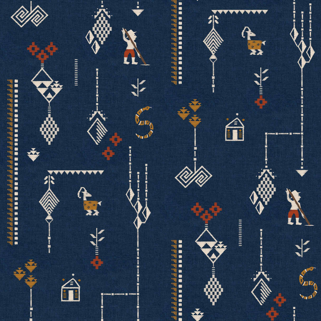 Coordonné behang Criollo Índigo C00022