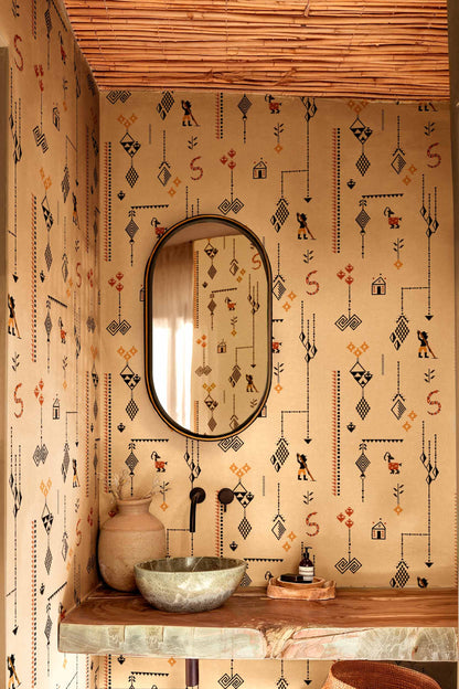 Coordonne behang Criollo Terracota C00021