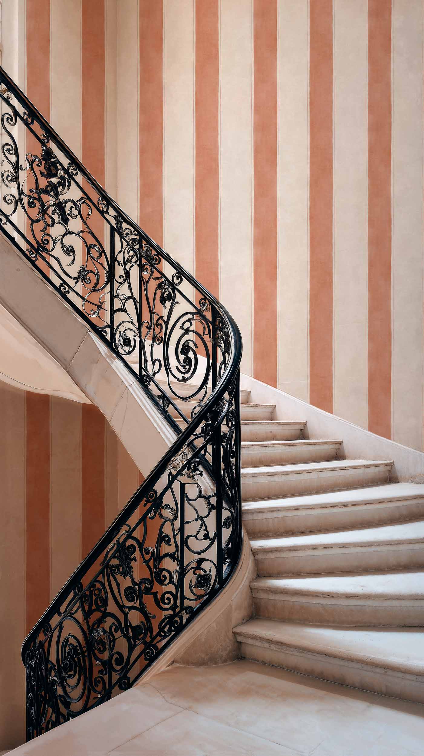 Coordonné behang Florentine Stripe Peach D00116