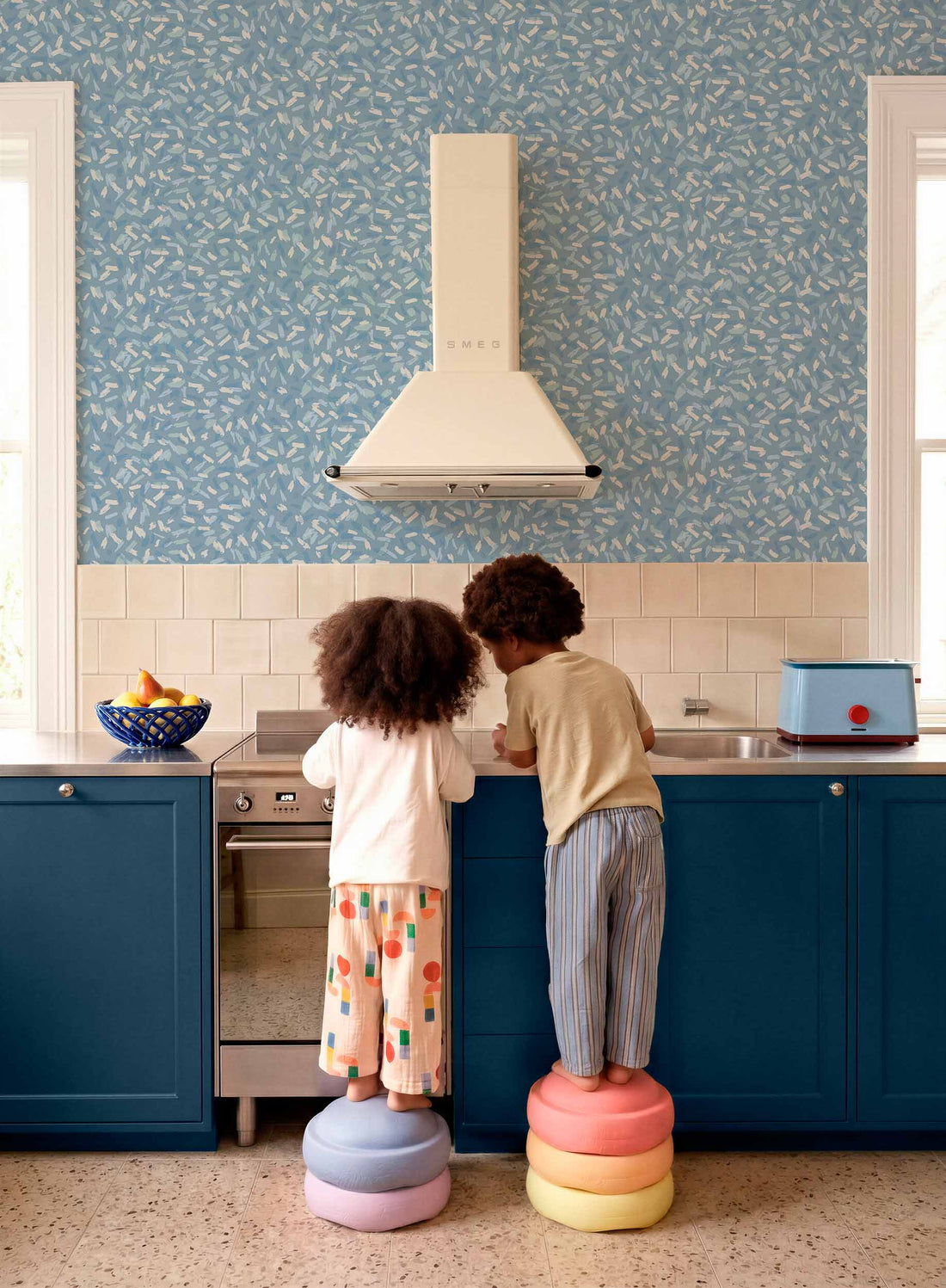 Coordonné behang Gummies Indigo D00377