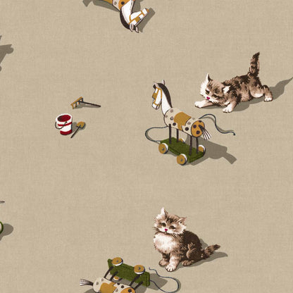 Coordonné behang Kittens Jute D00317