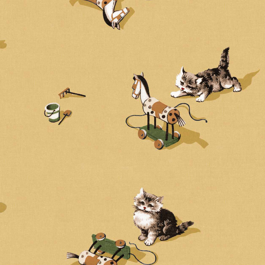 Coordonné behang Kittens Mustard D00319