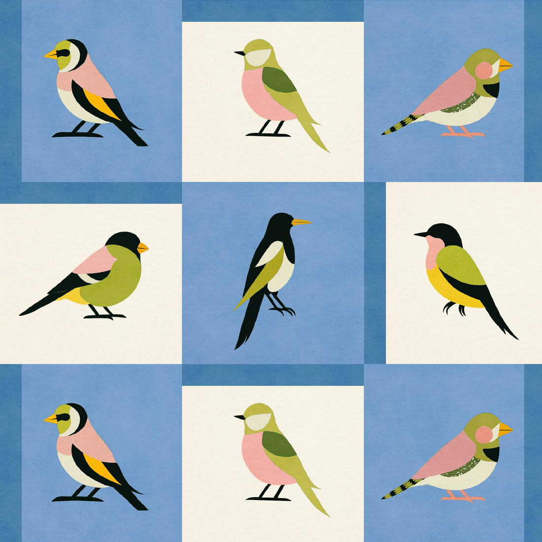 Coordonné behang Like a Bird Blue C00137