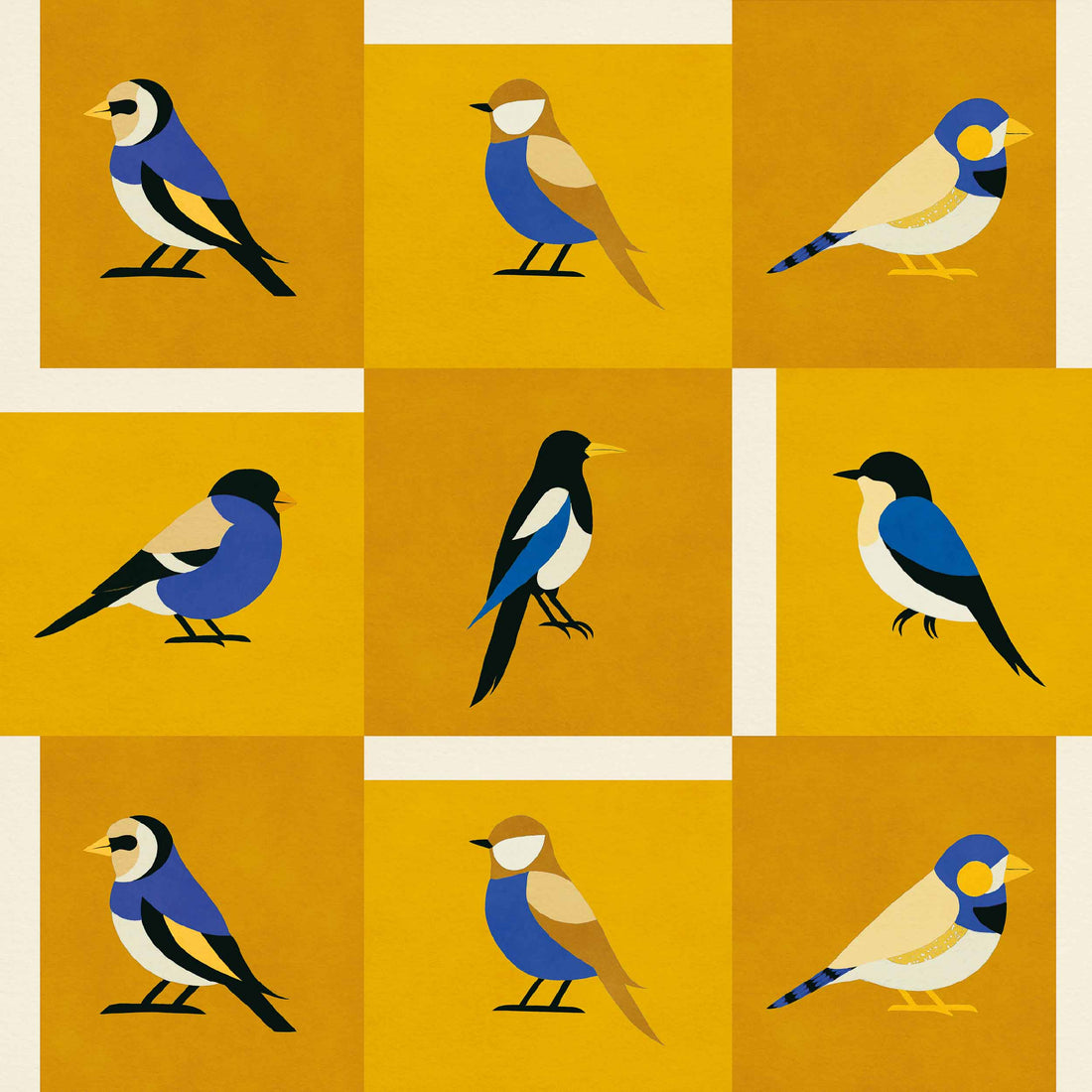 Coordonné behang Like a Bird Golden C00135