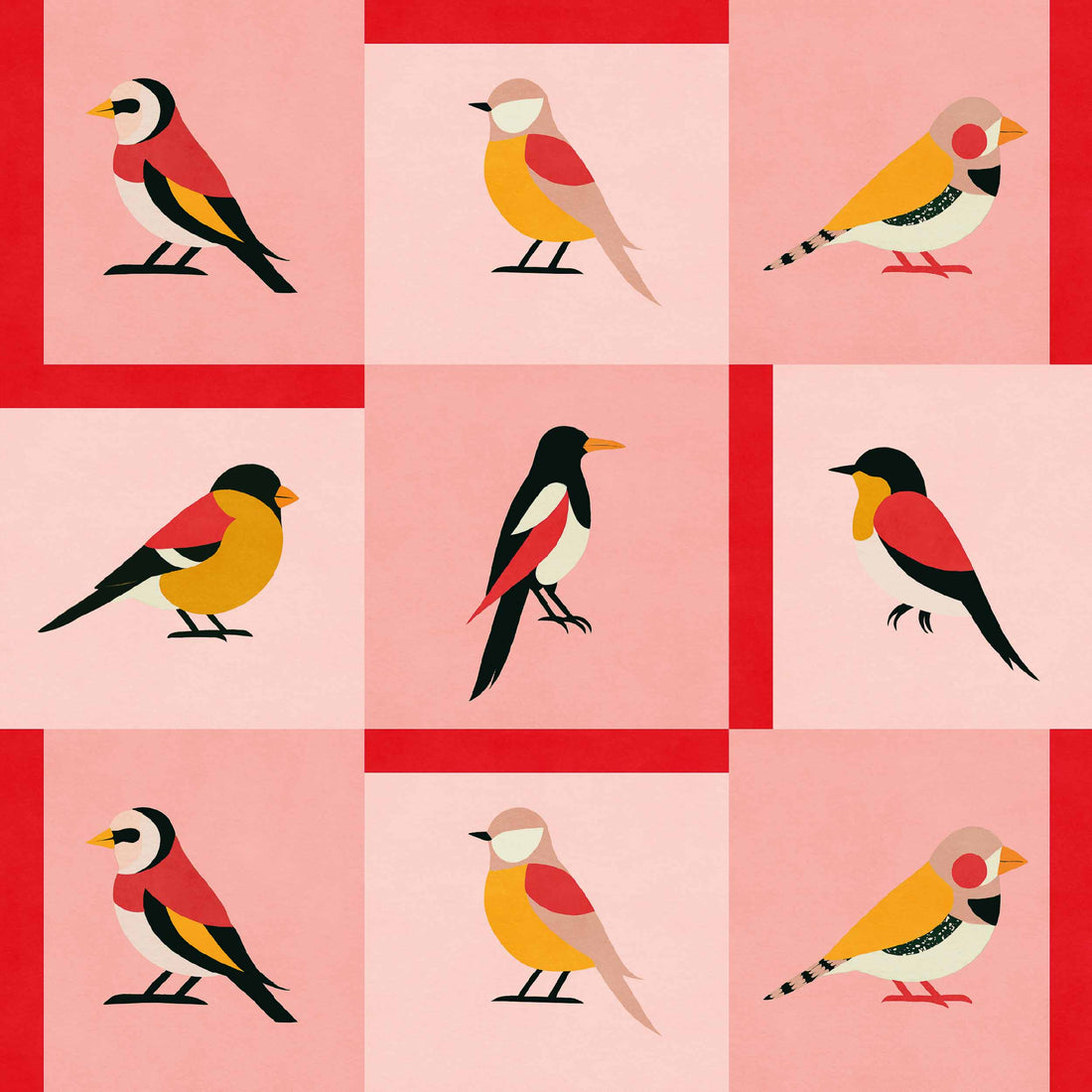 Coordonné behang Like a Bird Pink C00138