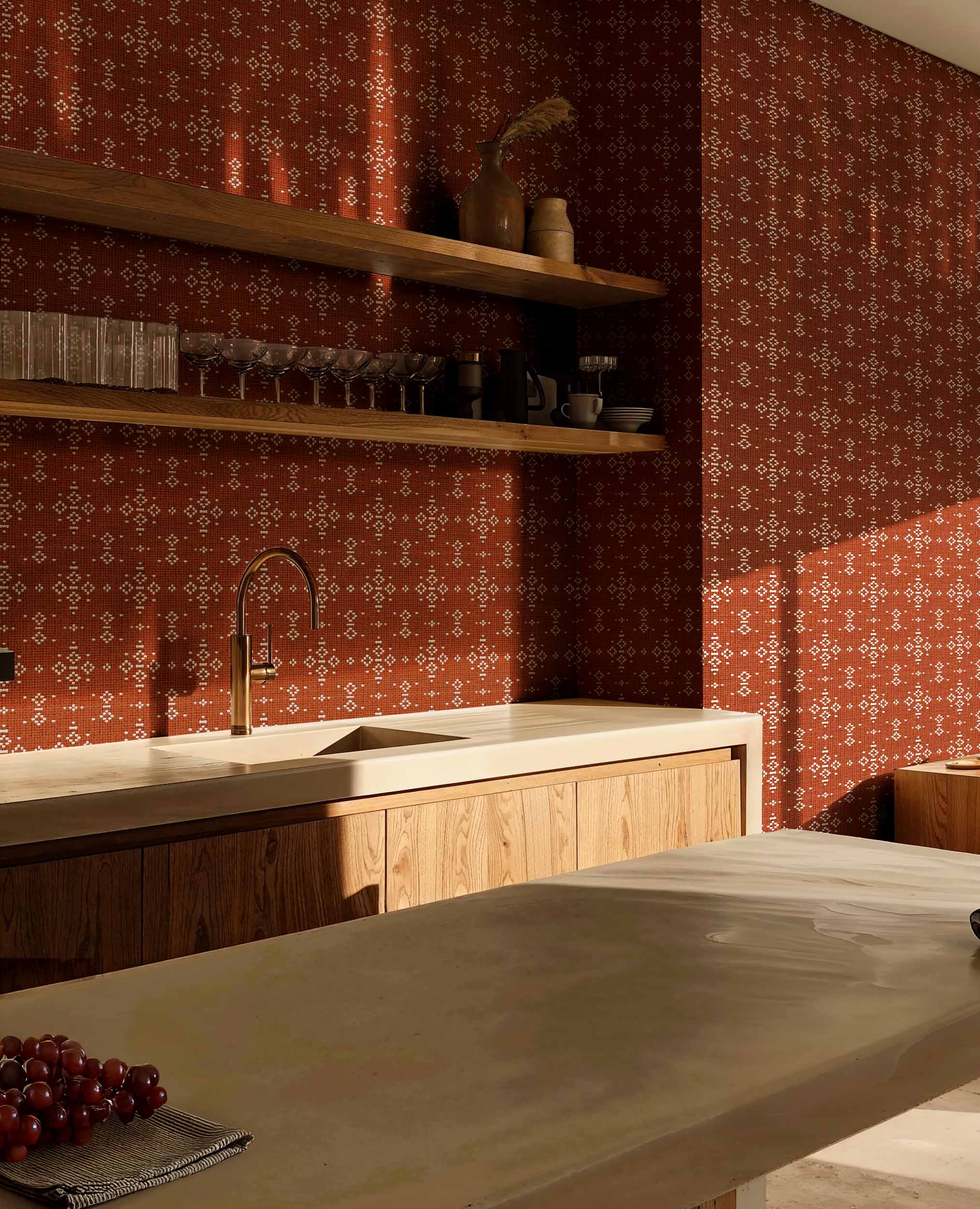 Coordonné behang Mazahua Terracota C00011