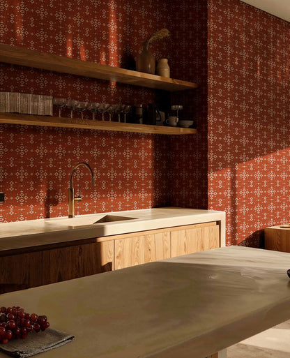 Coordonné behang Mazahua Terracota C00011