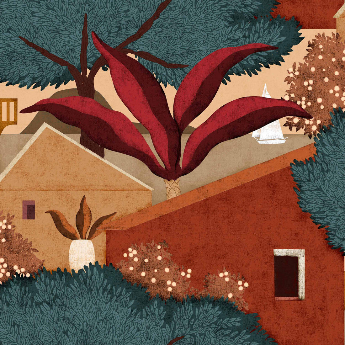 Coordonné behang Nopoló Terracota C00006