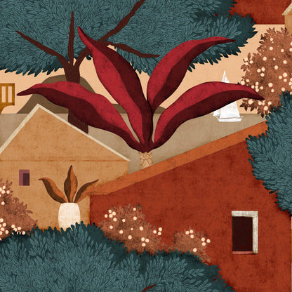 Coordonné behang Nopoló Terracota C00006