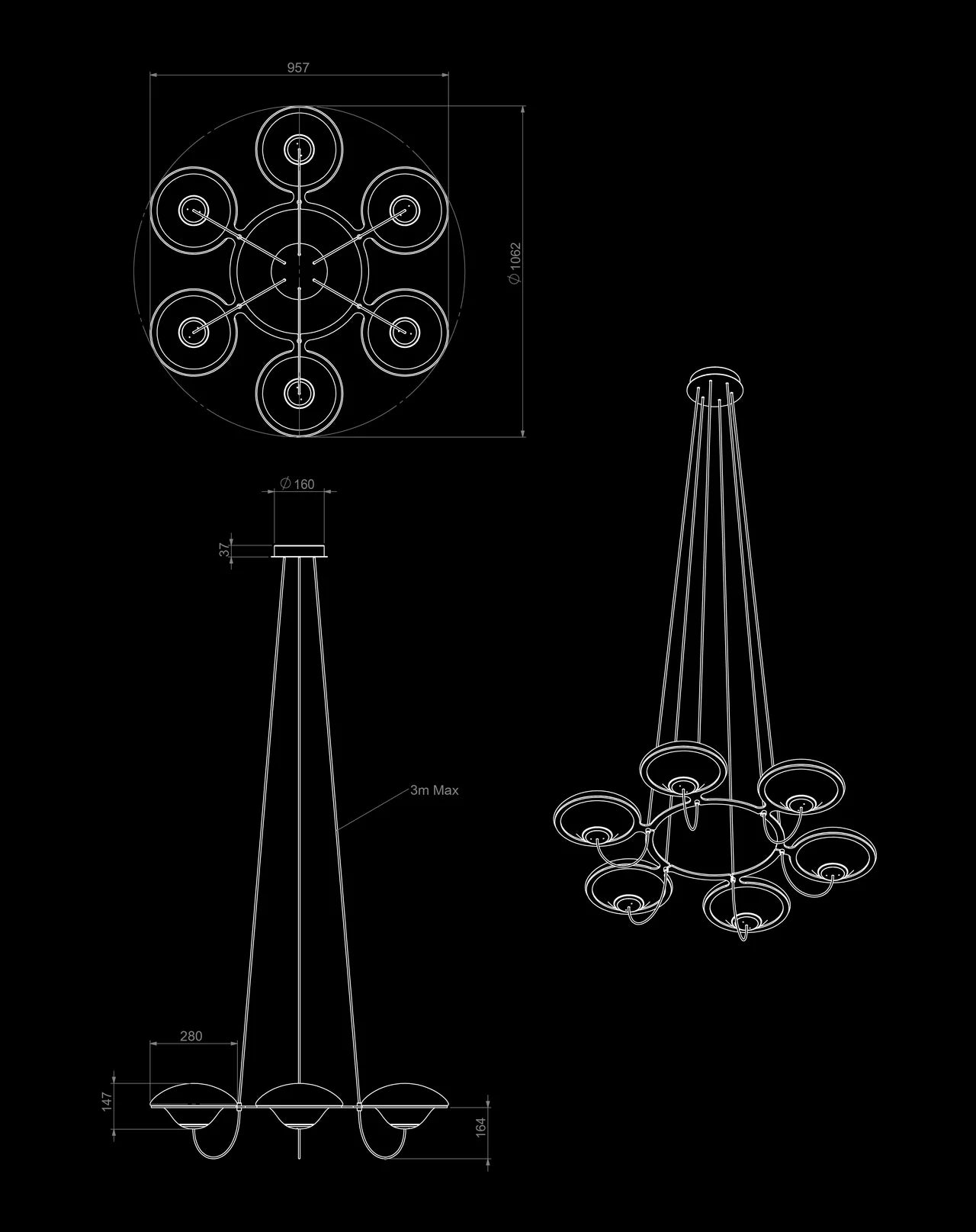 DCW Éditions In The Air 6 lamp maten 