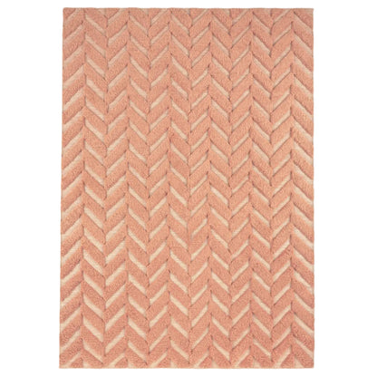 Dusty Deco Herringbone Rug Salmon Pink, handgeweven wollen vloerkleed visgraatpatroon