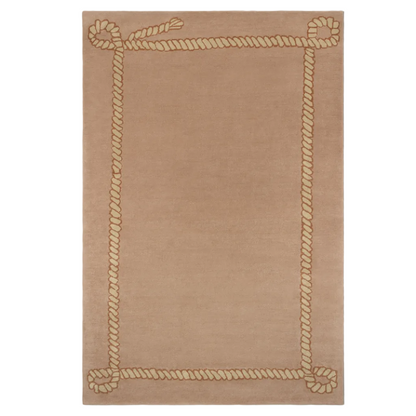 Dusty Deco Rodeo Rug Blush, handgemaakt wollen vloerkleed, touwrand motief