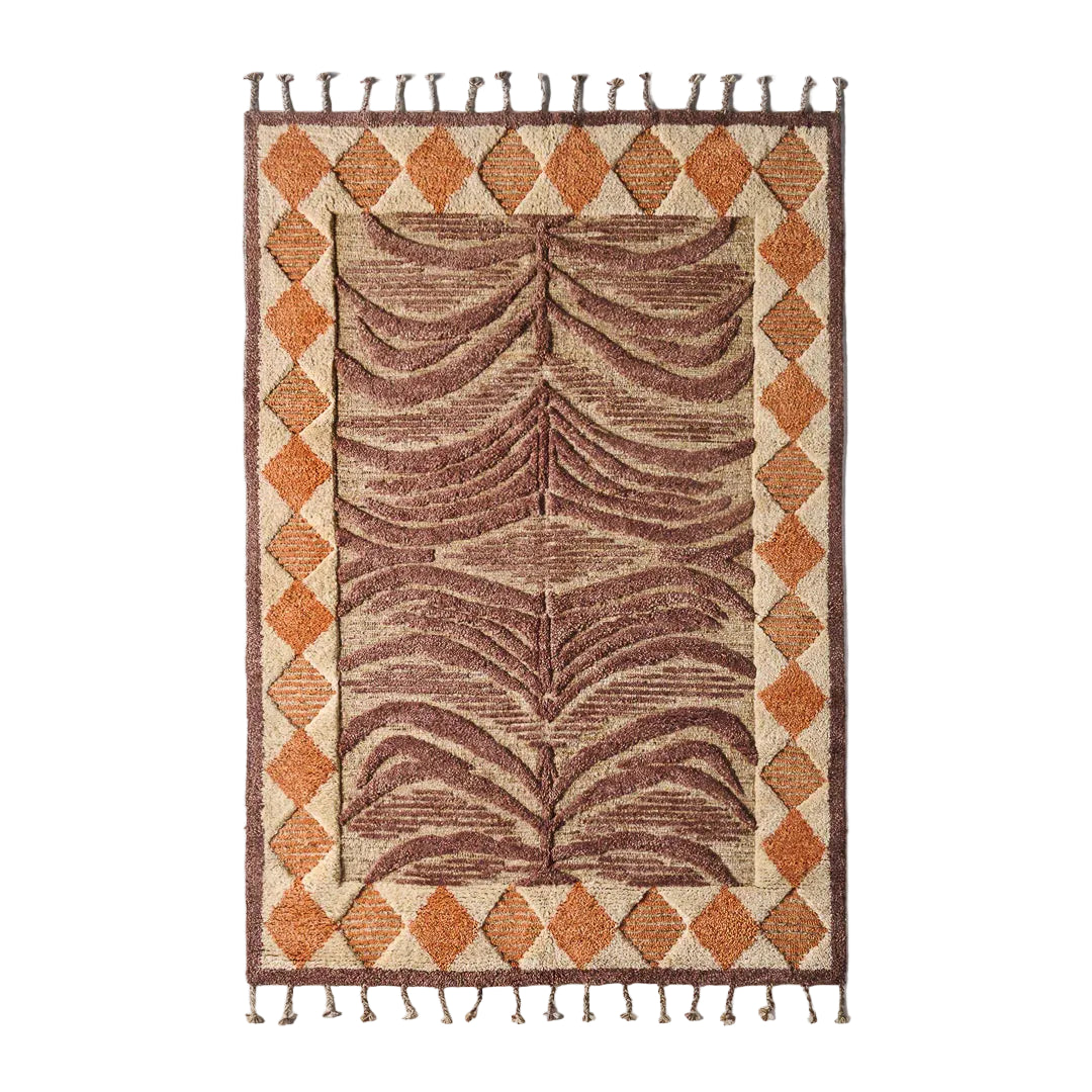Dusty Deco Wildcat rug burnt brown