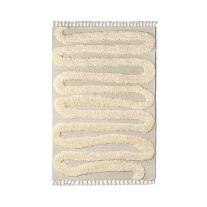 Dusty Deco Snake Rya rug off white