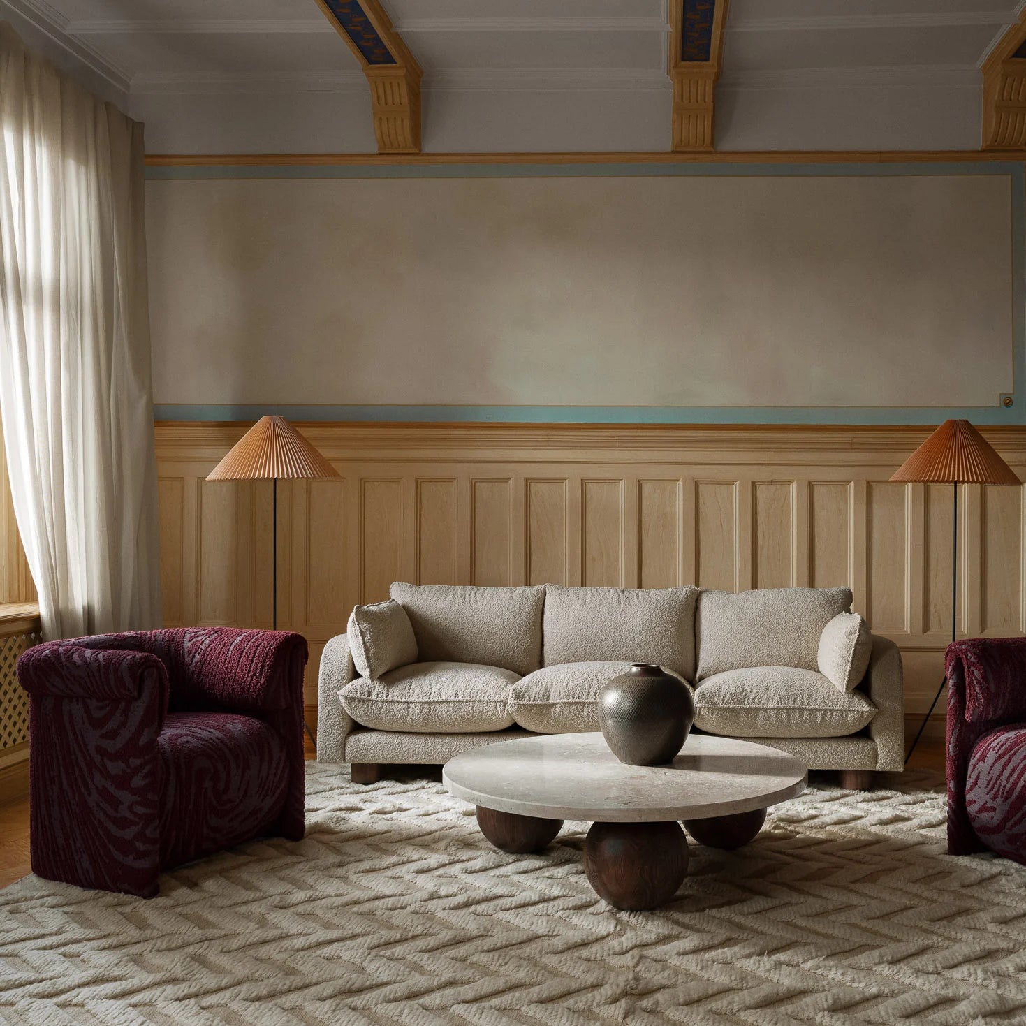 Dusty Deco Herringbone rug white