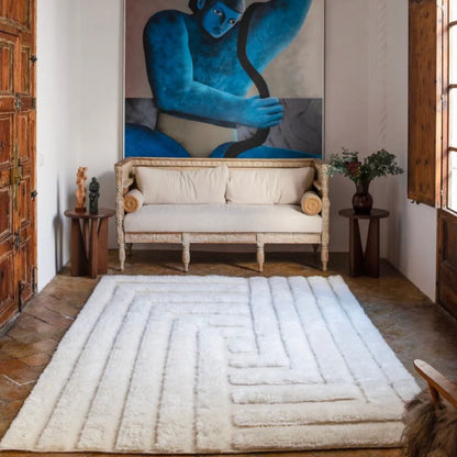 Dusty Deco Labyrinth rug white