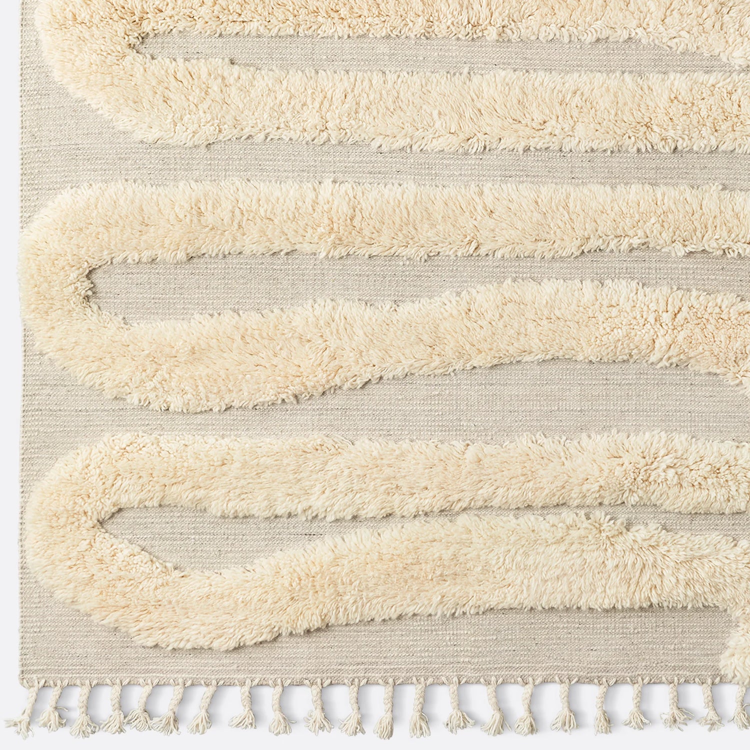 Dusty Deco Snake Rya rug off white