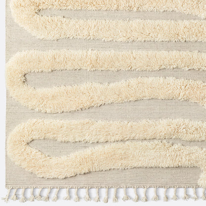 Dusty Deco Snake Rya rug off white