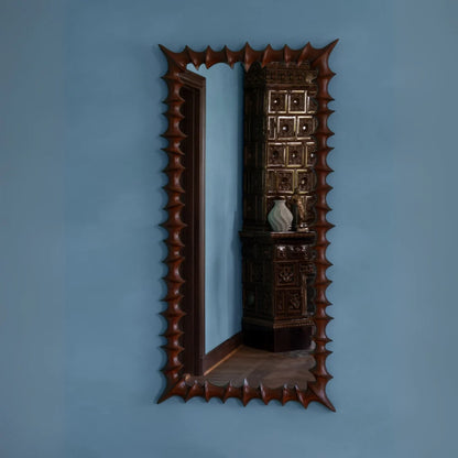 Dusty Deco Brutalist mirror large natural hanging on wall