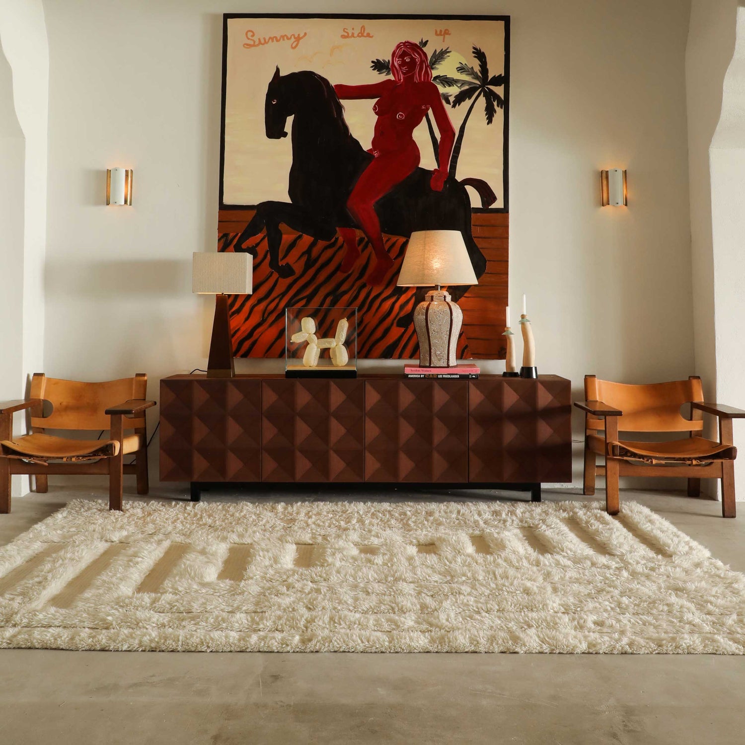 Dusty_Deco_Labyrinth_shaggy_white_rug_living