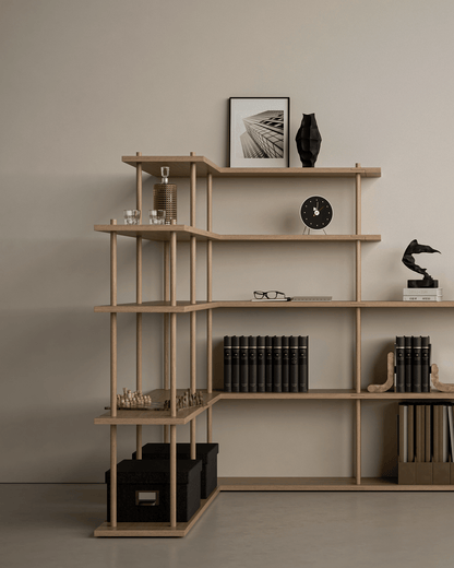Fogia-Bond-Shelving-system-free-standing-corner-30cm-Lacqueredoaklifestyle03_1