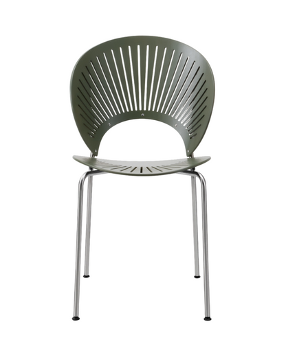 Fredericia Trinidad model 3398-Beech Khaki Green-Chrome frame