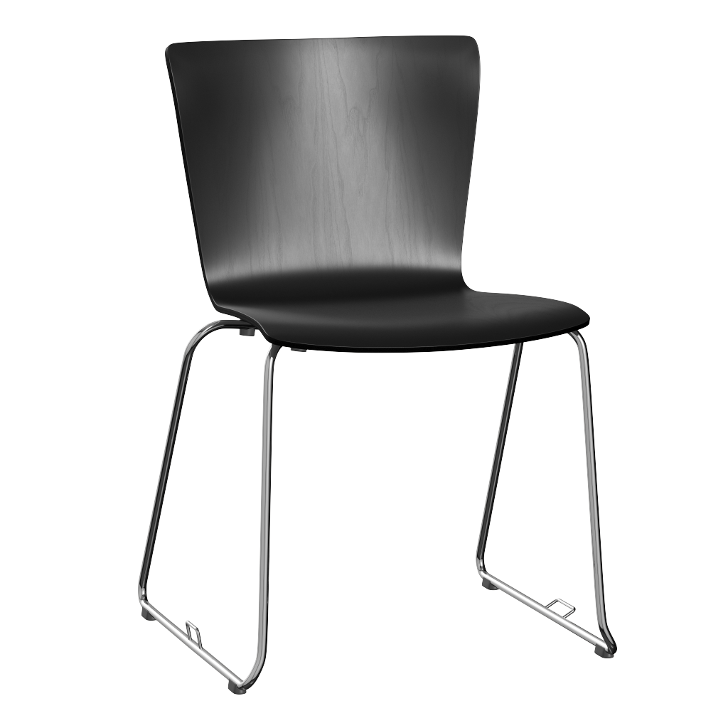 Fritz Hansen Vico Duo chair zwart gelakt hour, chroom onderstel 