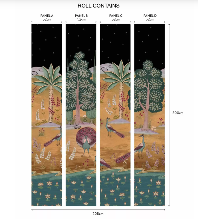 1838 Wallcoverings behang Garland of Ragini - Night Wall Mural 2412-183-02