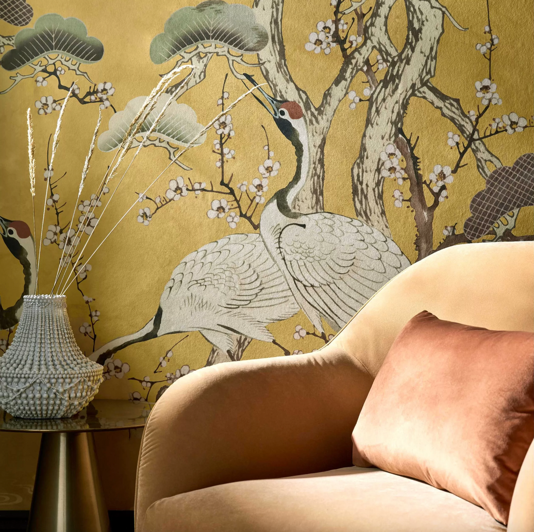1838 Wallcoverings behang Kyoto Blossom - Golden Yellow Wall Mural 2311-174-02