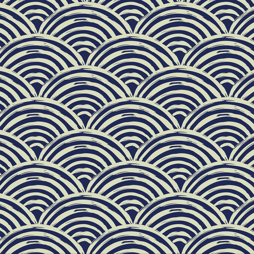 Ivy House behang Fans Navy IHW0016