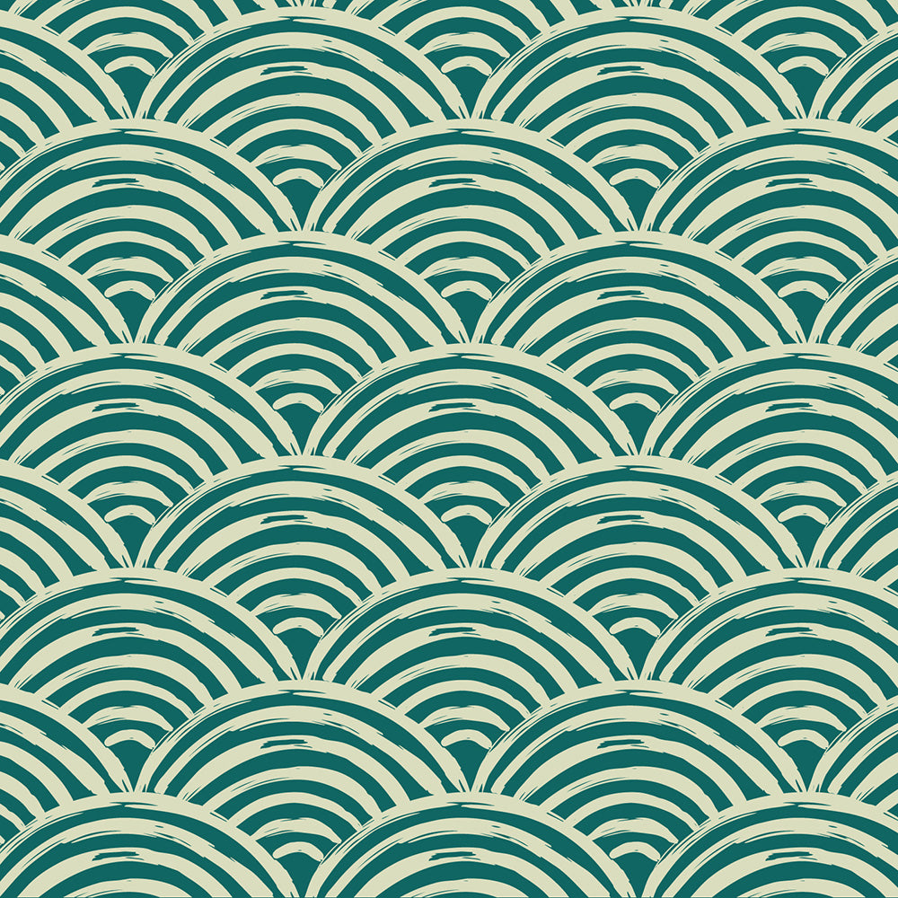 Ivy House behang Fans Teal IHW0019