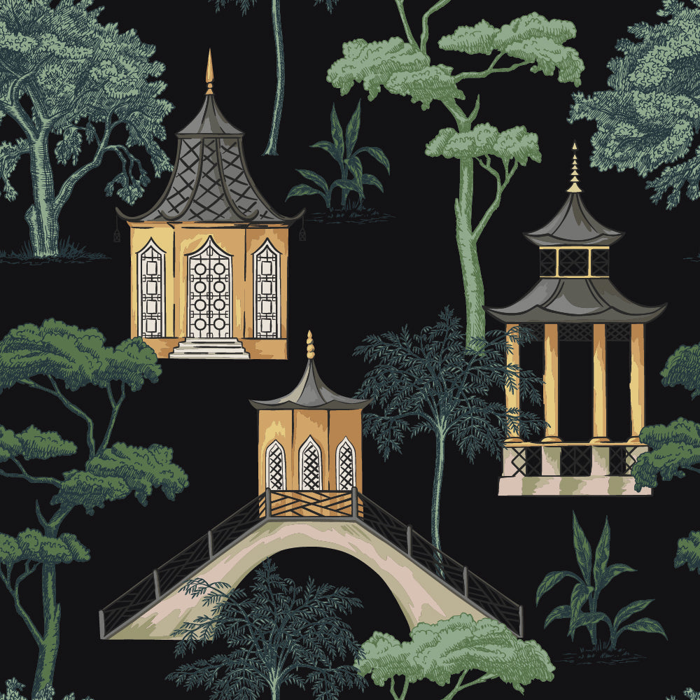 Ivy House behang Pagoda Black IHW0037